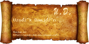 Uzsák Damján névjegykártya